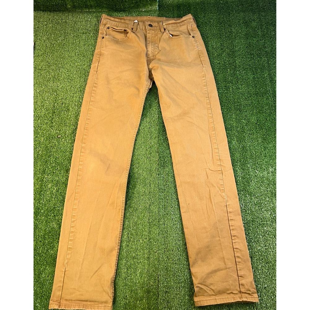 Levis 505 Regular Fit Tan Brown Straight Leg Pants Mens W32 L34 00505-1502